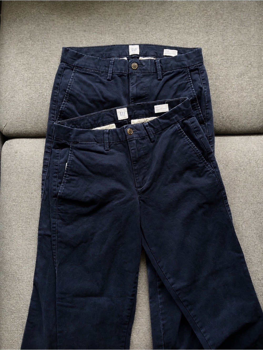 2 Pairs GAP Essential Khaki Slim Pants Navy 28x30 Uniform Work School Boys